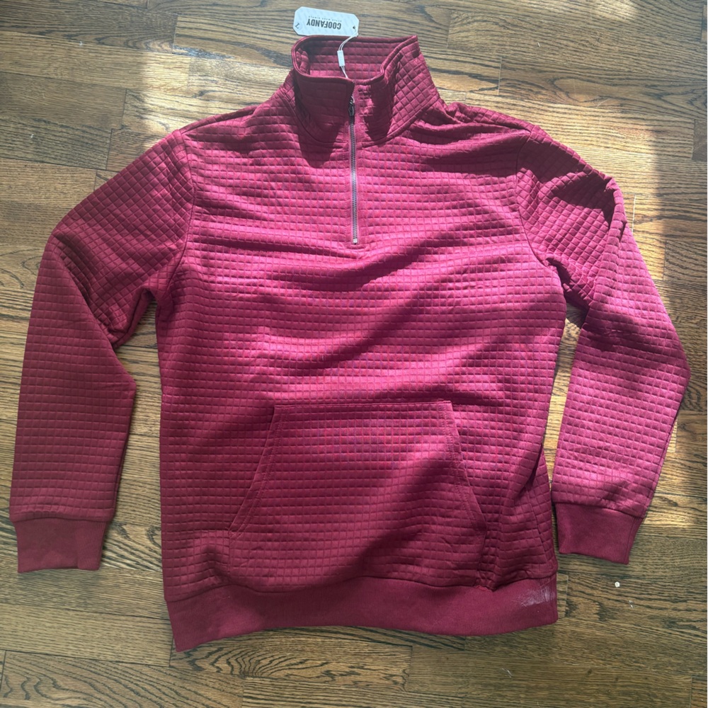 Coofandy Red Quarter-Zip NWT L